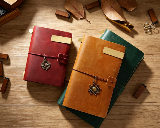 Genuine Leather Travel Journal | Standard Passport Portable A5 | Vintage Notebook