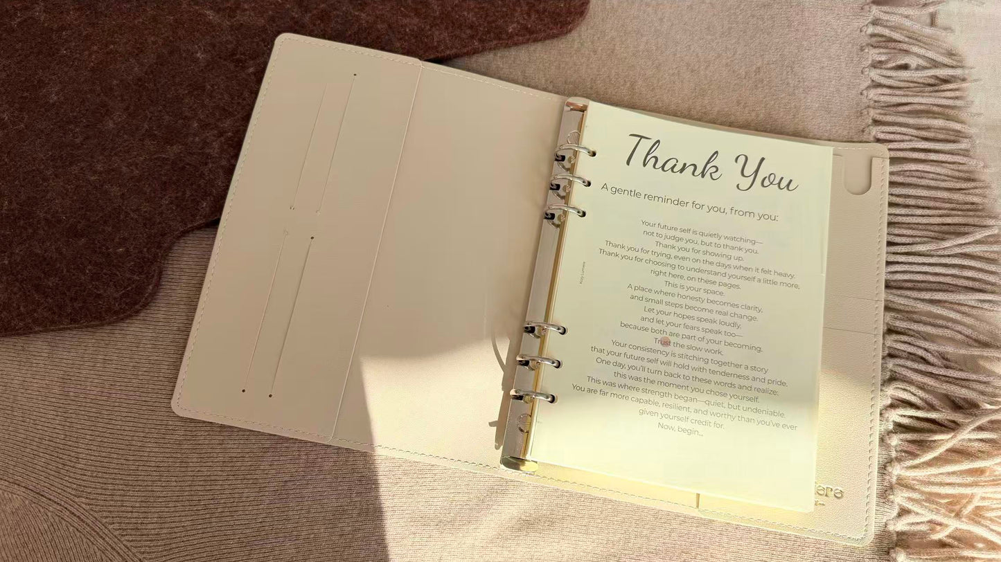 Mindful Living Planner Kit: A5 Awareness Journal & Planner Insert Pages WHITE