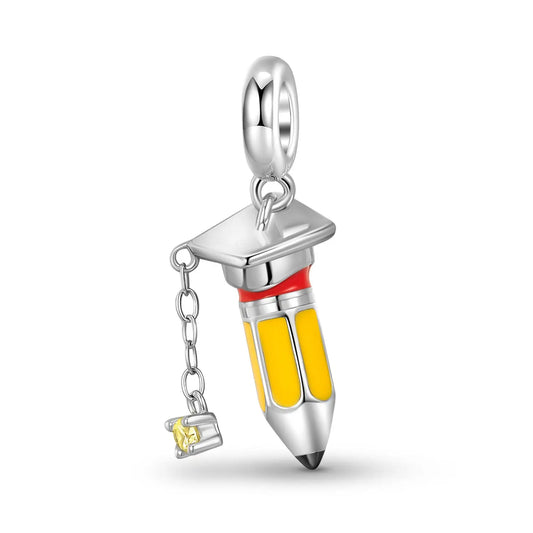Academic Cap Pencil Dangle Charm in Sterling Silver Kozy Lumiere