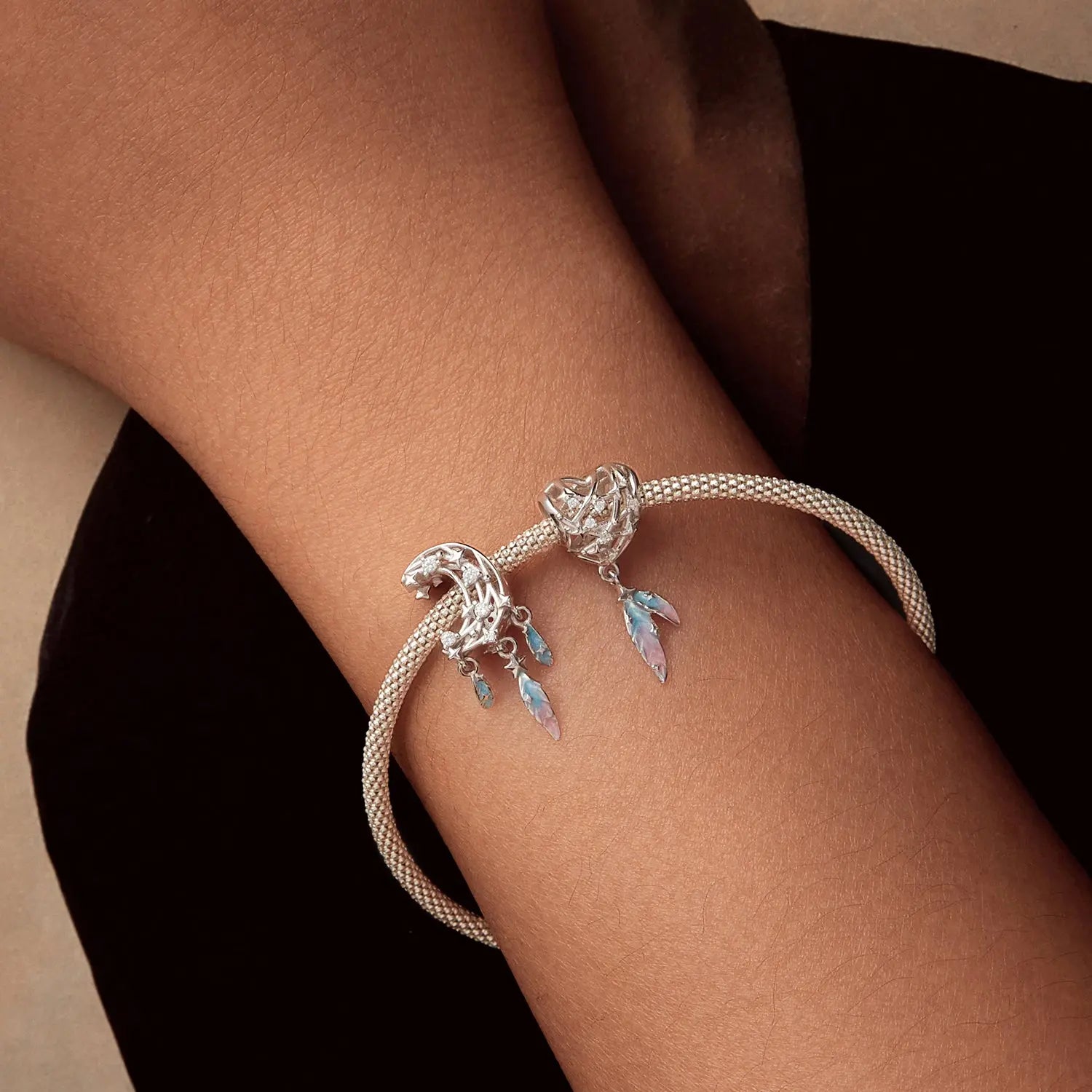 Moon Dreamcatcher Charm Bead in Sterling Silver Kozy Lumiere