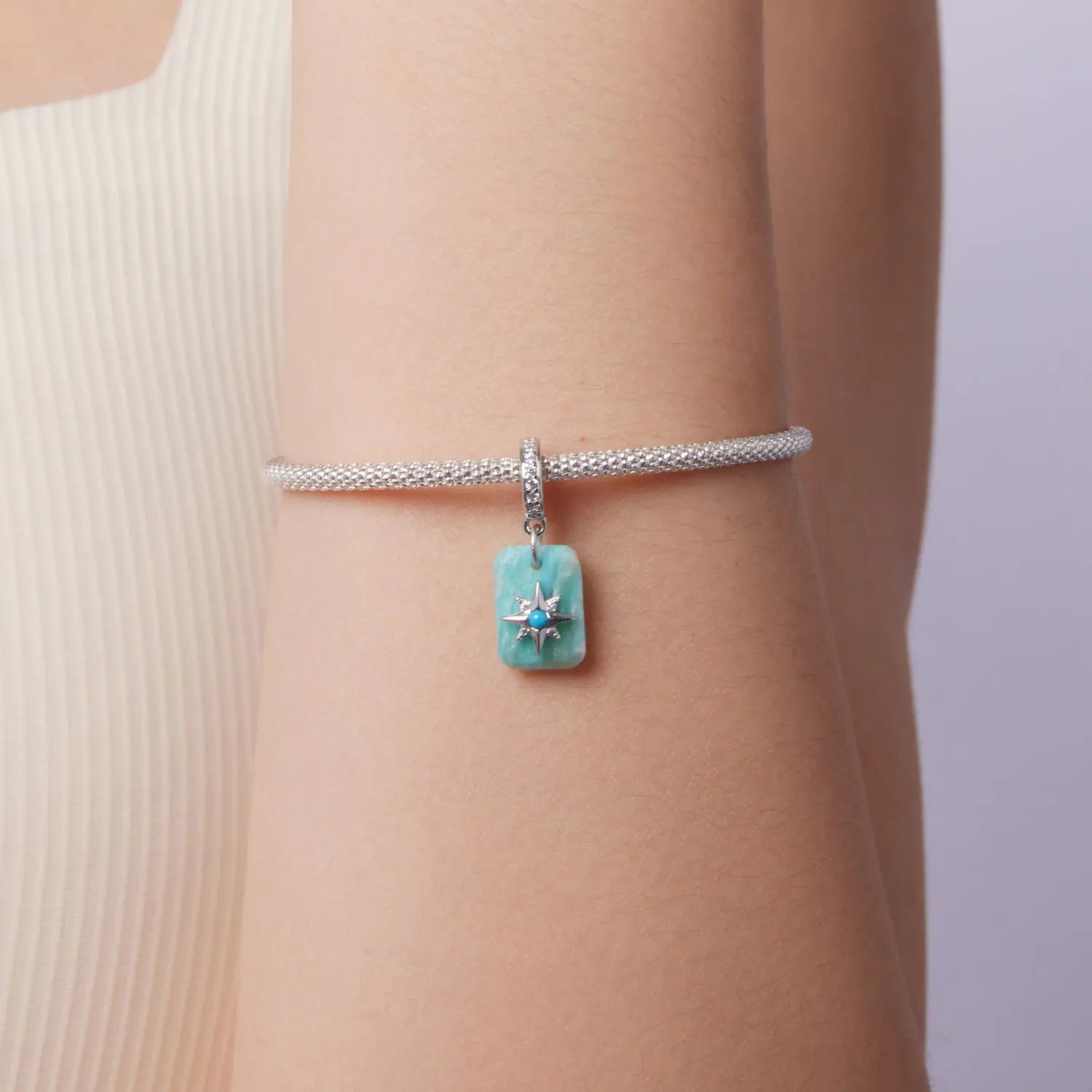 Amazonite Dangle Charm in Sterling Silver Kozy Lumiere