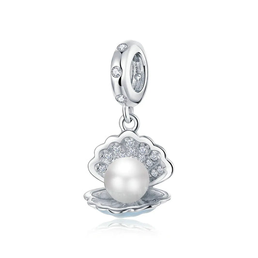 Pearl in Shell Dangle Charm in Sterling Silver Kozy Lumiere