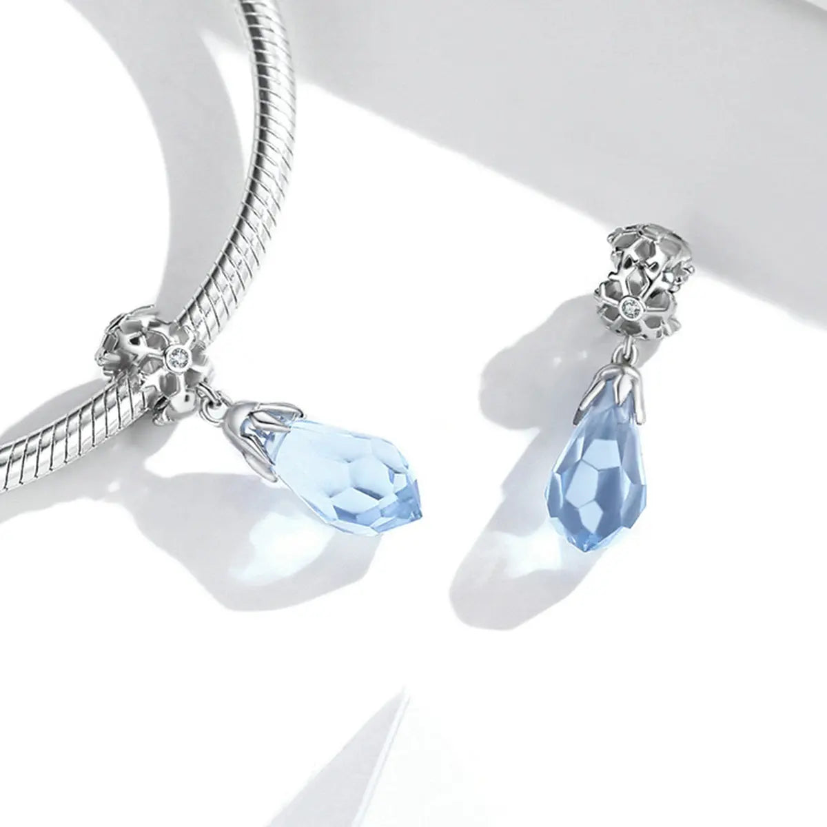 Blue Crystal Dangle Charm in Sterling Silver Kozy Lumiere