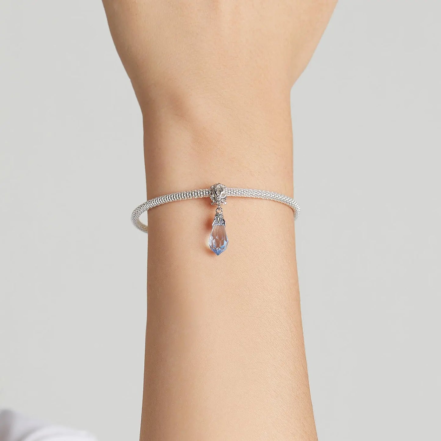 Blue Crystal Dangle Charm in Sterling Silver Kozy Lumiere