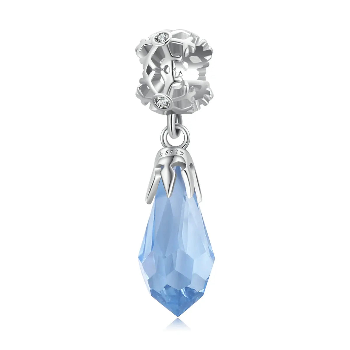 Blue Crystal Dangle Charm in Sterling Silver Kozy Lumiere