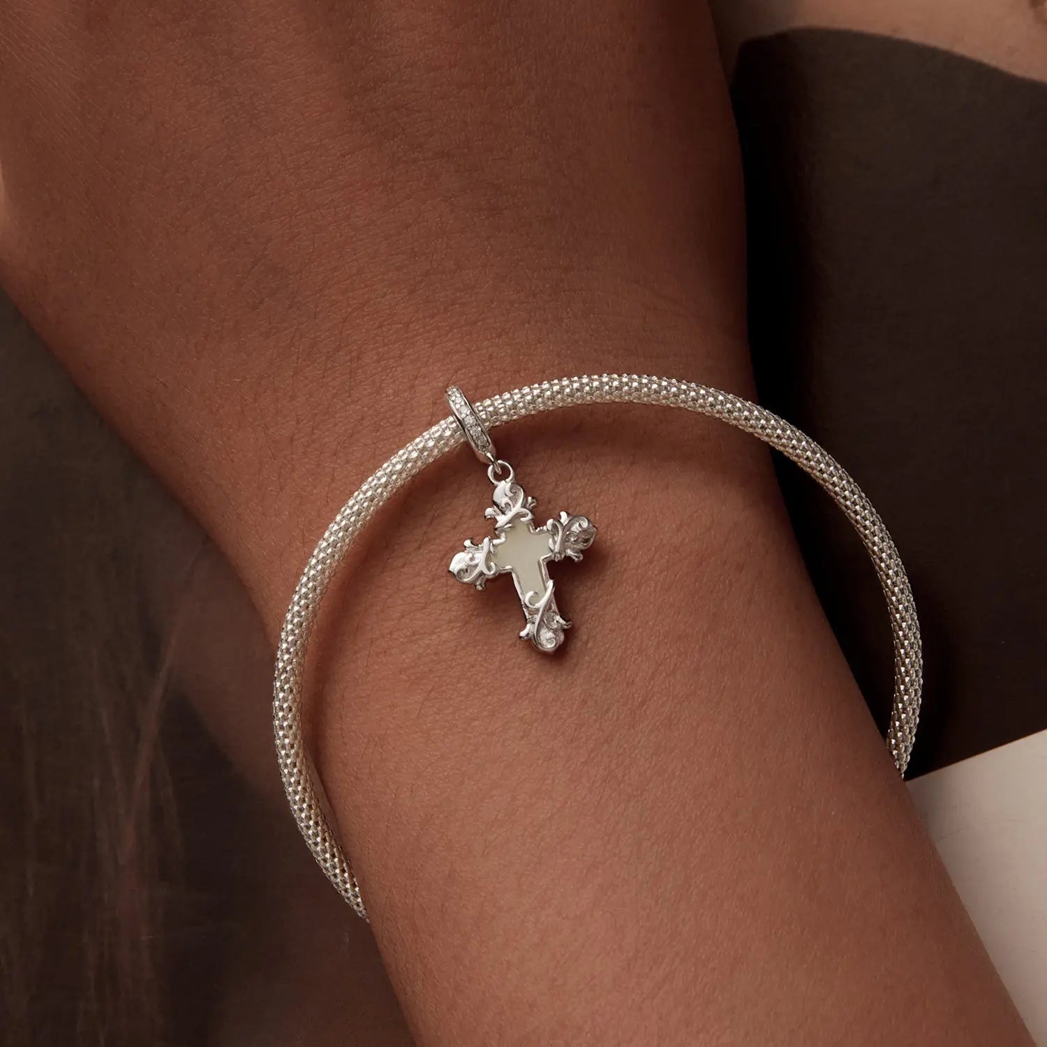 Luminous Cross Dangle Charm in Sterling Silver Kozy Lumiere