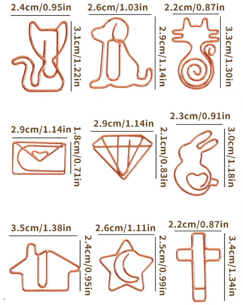 Decorative Metal Paper Clips - Planner Clips