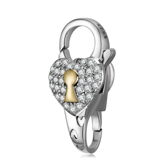 Heart Lock Lobster Clasp for DIY Bracelet in Sterling Silver Kozy Lumiere