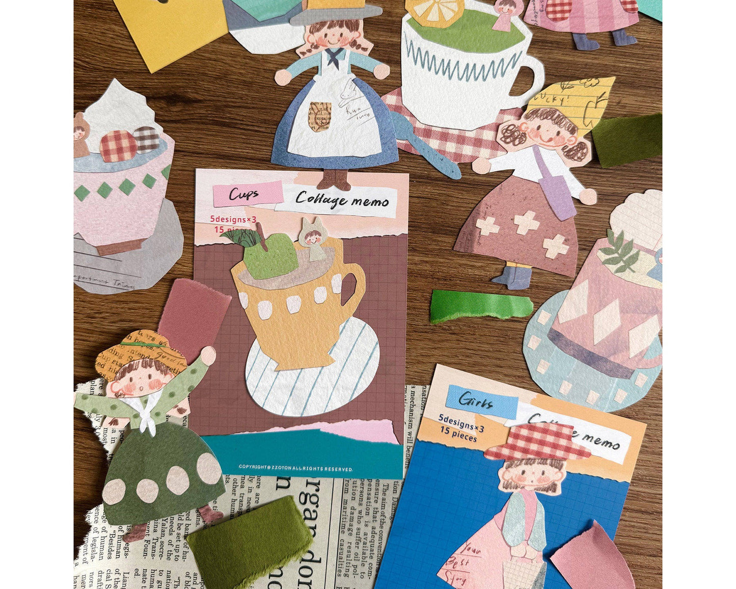 Japanese collage character memo notes main image