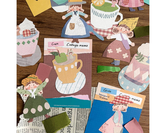 Japanese collage character memo notes main image