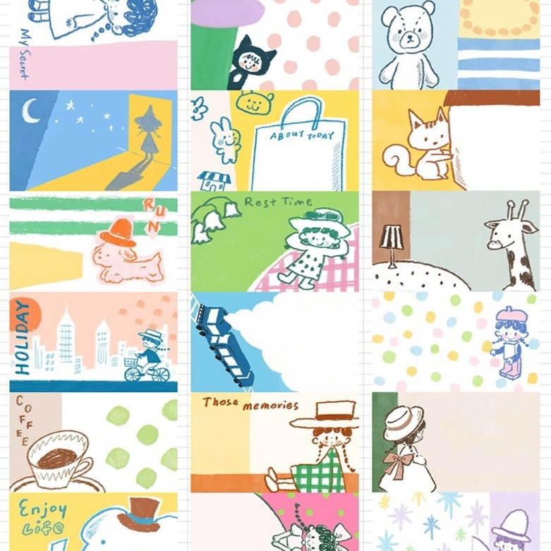 Pencil Story writing paper tape pattern detail