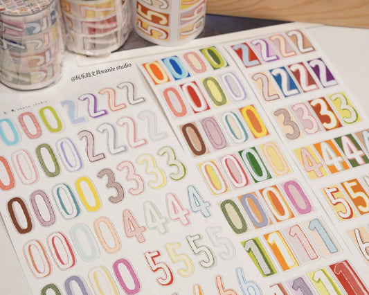 Long Number Tape Roll - Kiss-Cut Washi Paper image 1