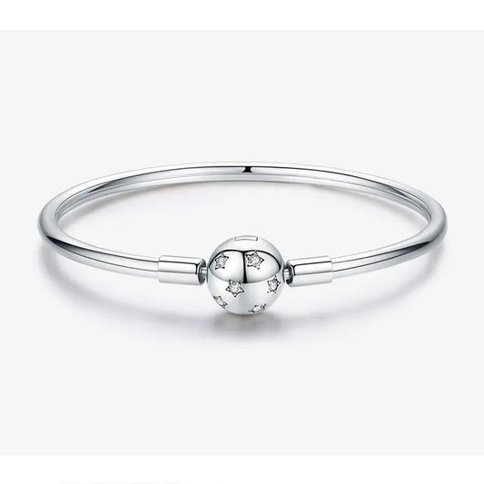 Star Ball Clasp Silver Bangle Charm Bracelet Kozy Lumiere