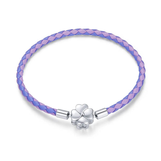 Lucky Clover Clasp Braided Leather Bracelet Kozy Lumiere