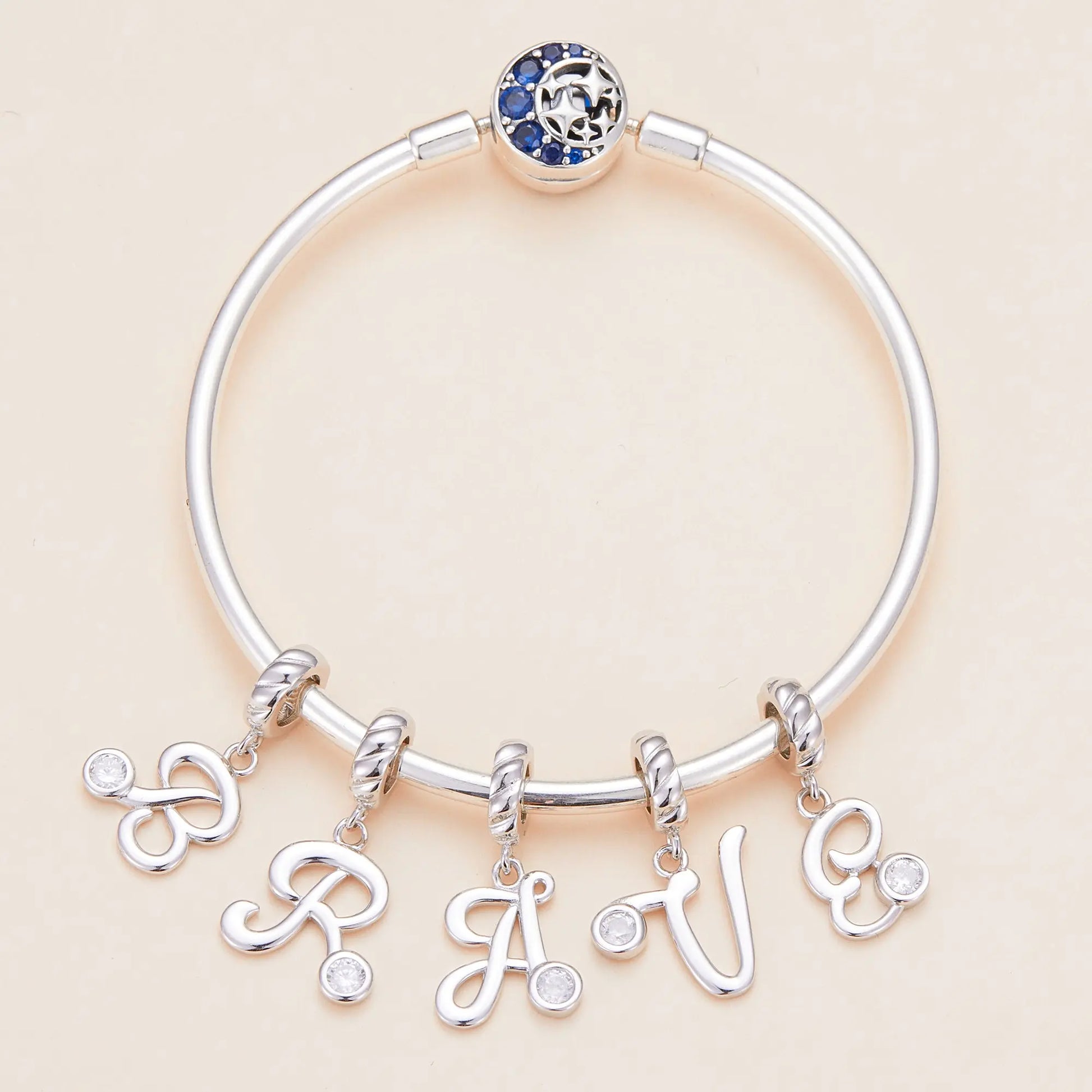 silver letter charm