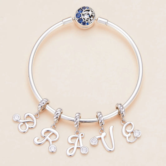 silver letter charm