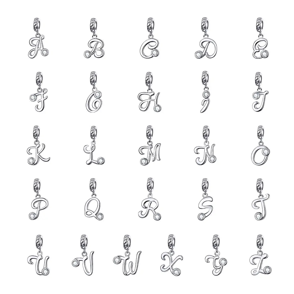 silver letter charm