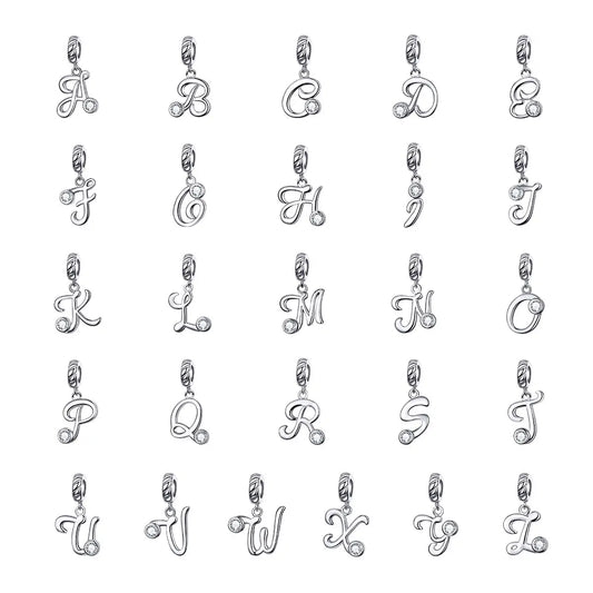 silver letter charm