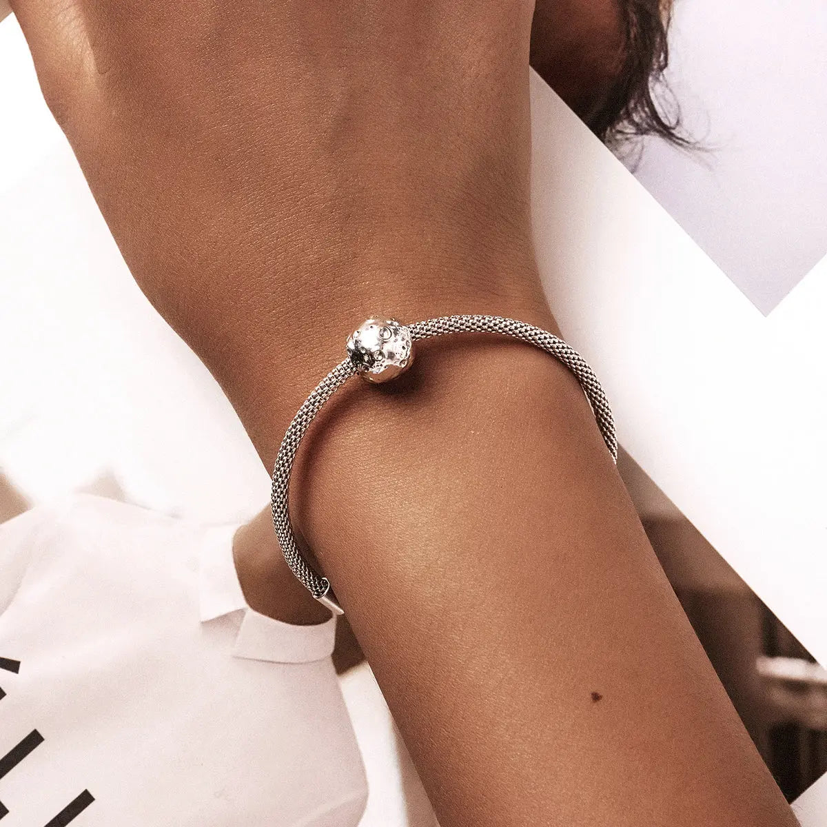 Moon Planet Charm Bead in Sterling Silver Kozy Lumiere
