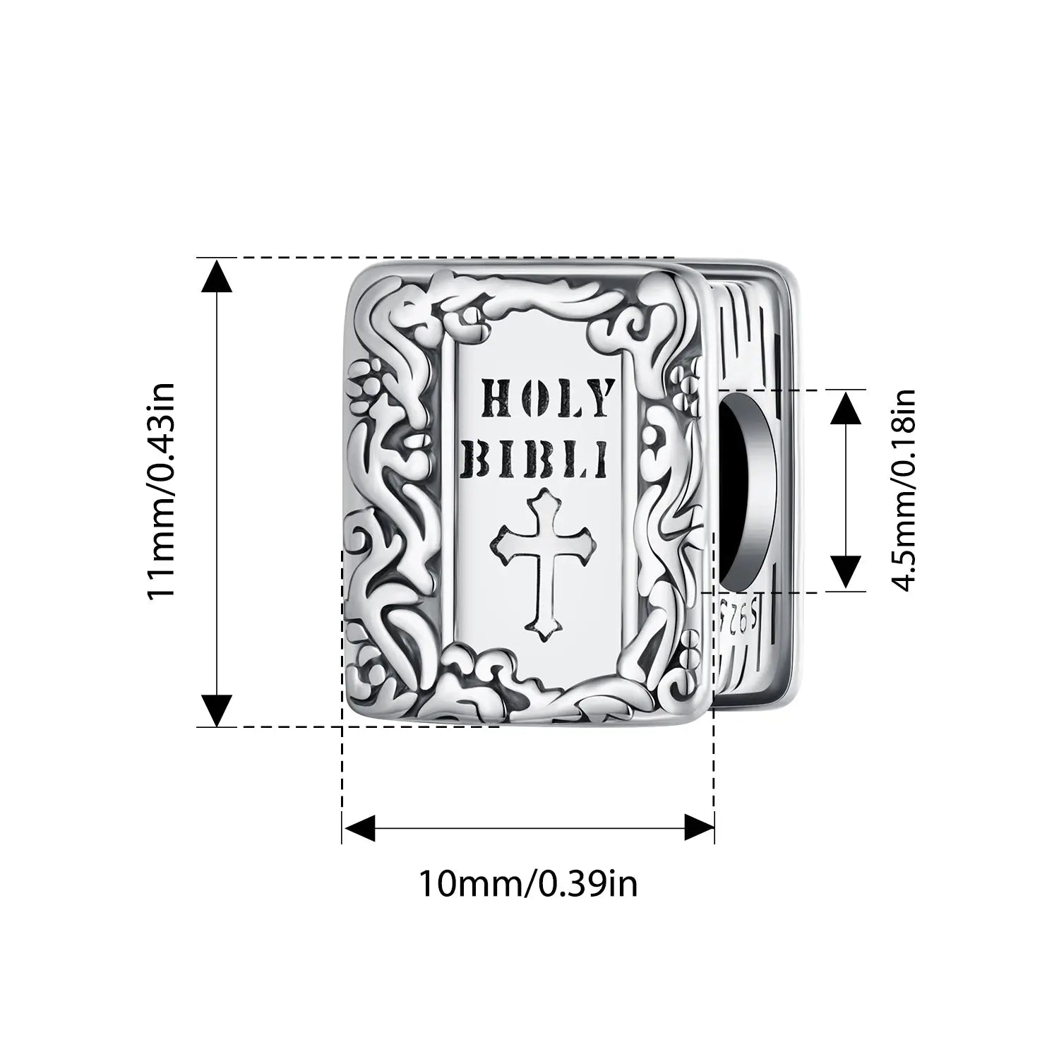 Bible Charm Bead in Sterling Silver Kozy Lumiere