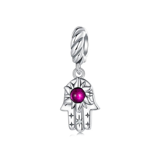 Hamsa Hand Dangle Charm in Sterling Silver Kozy Lumiere