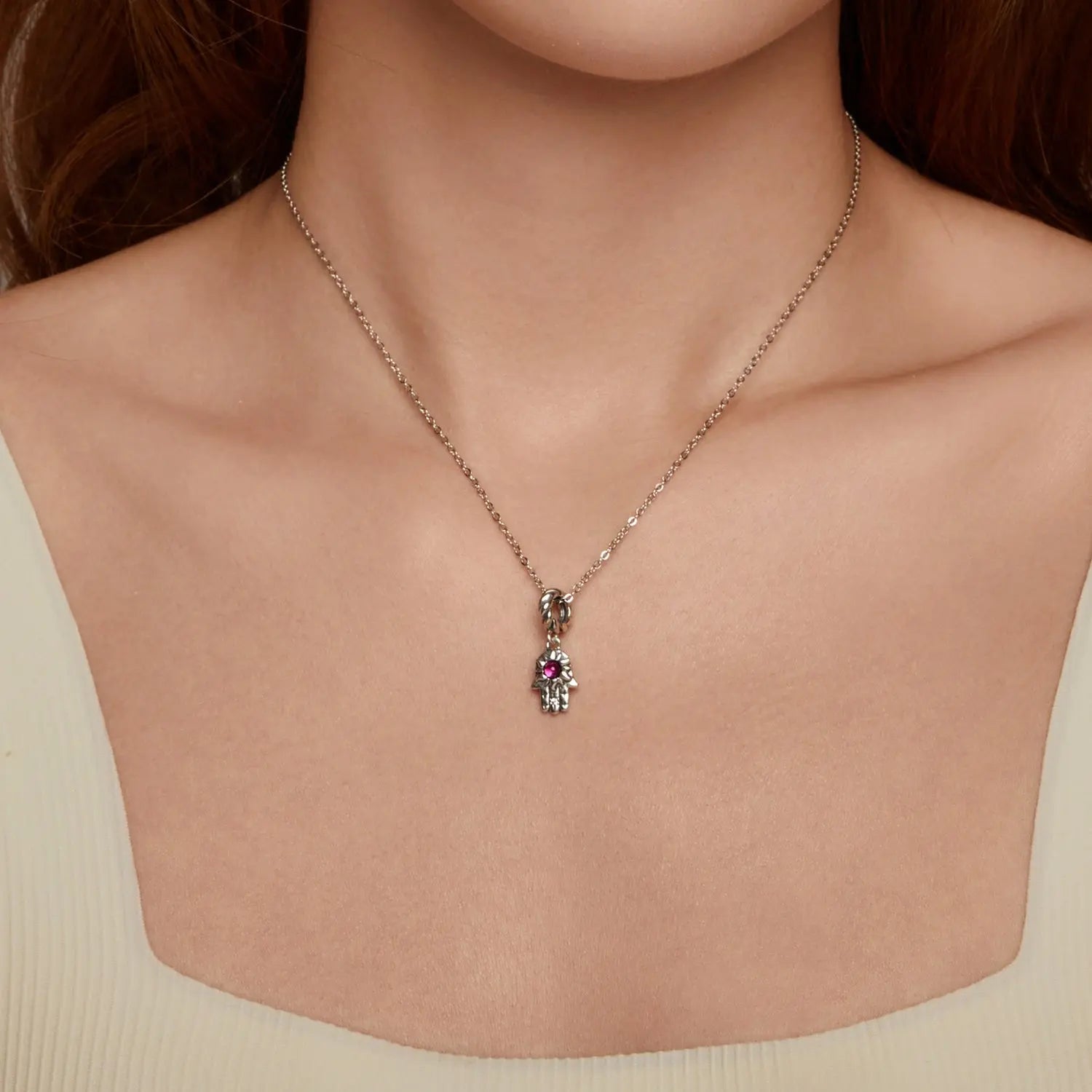 Hamsa Hand Dangle Charm in Sterling Silver Kozy Lumiere