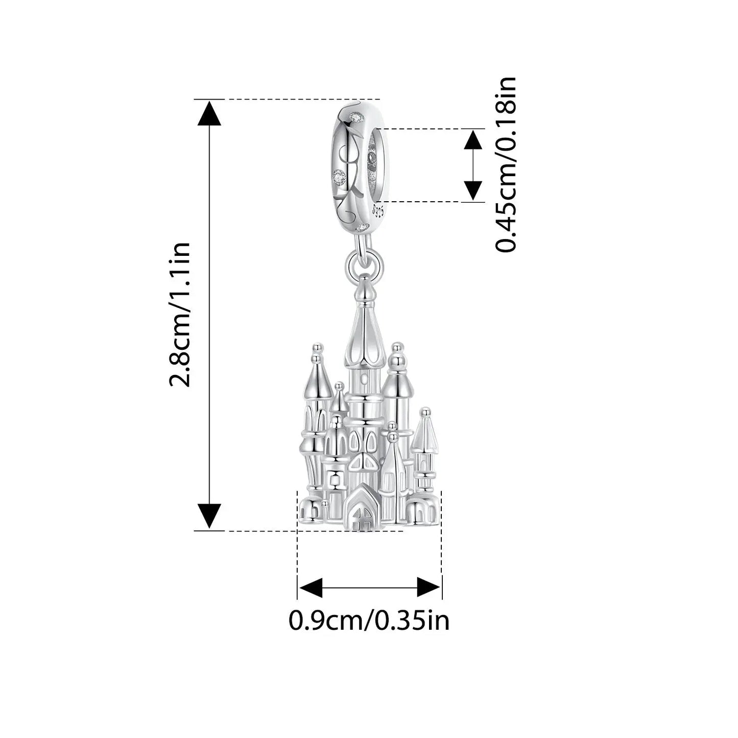 Magic Castle Dangle Charm in Sterling Silver Kozy Lumiere