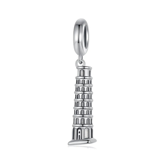 Leaning Tower of Pisa Dangle Charm in Sterling Silver Kozy Lumiere