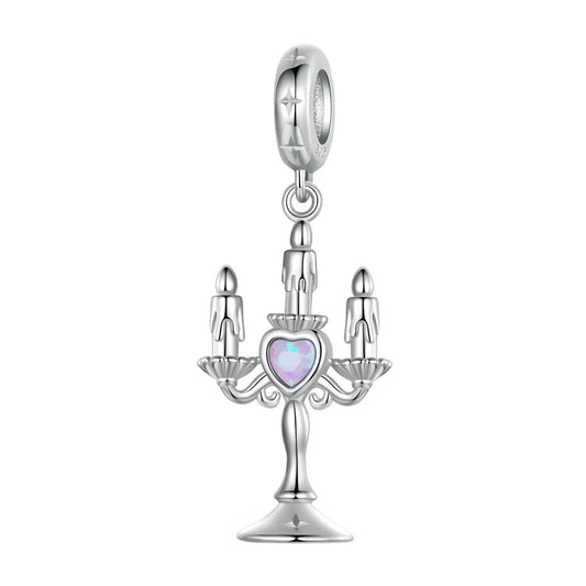 French Vintage Candleholder Dangle Charm in Sterling Silver Kozy Lumiere