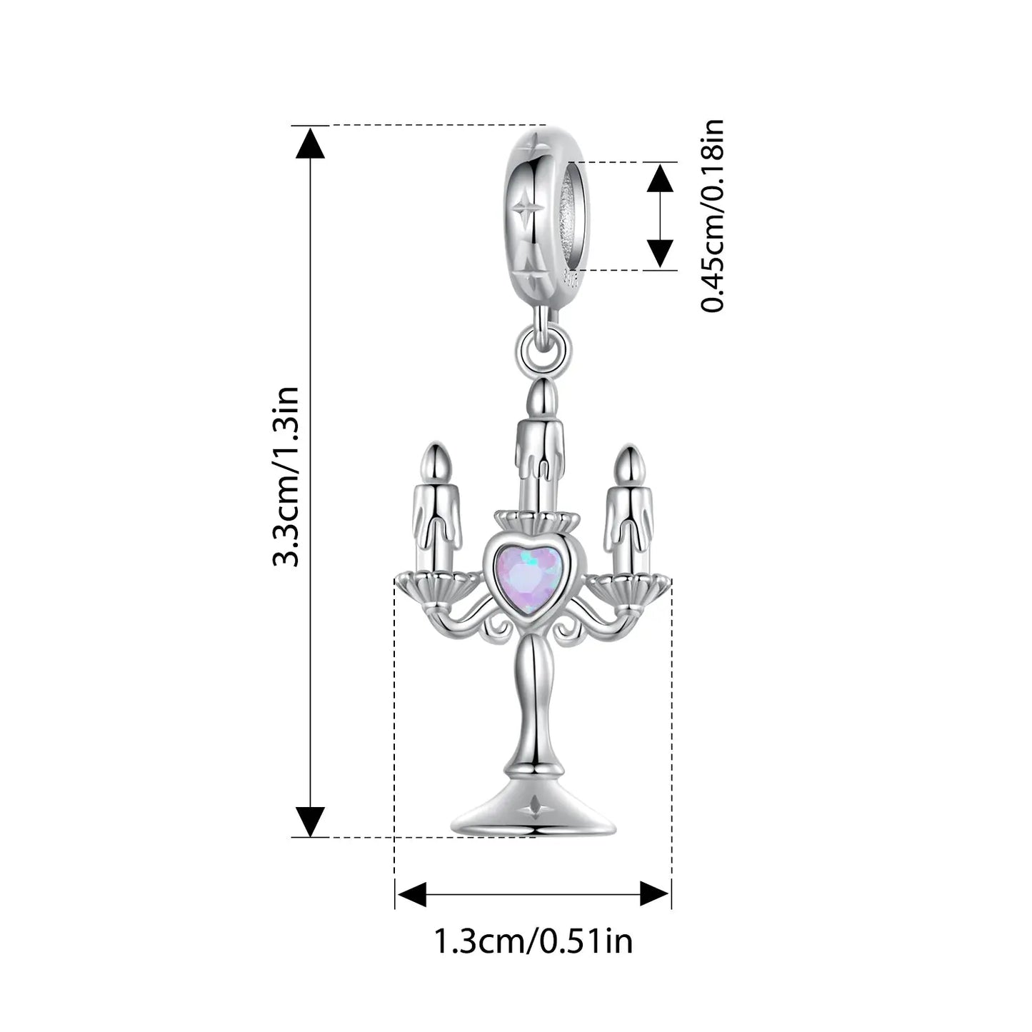 French Vintage Candleholder Dangle Charm in Sterling Silver Kozy Lumiere