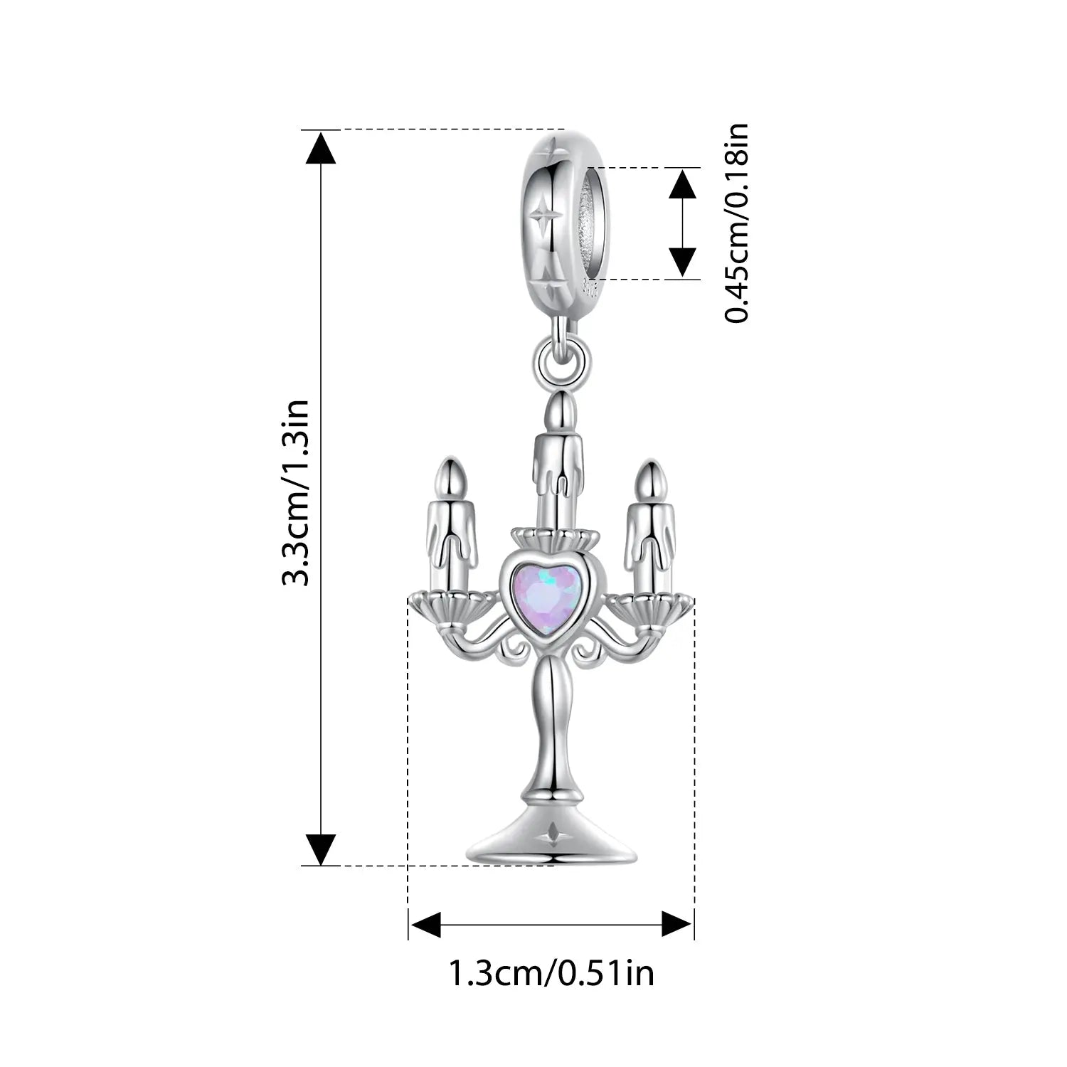 French Vintage Candleholder Dangle Charm in Sterling Silver Kozy Lumiere