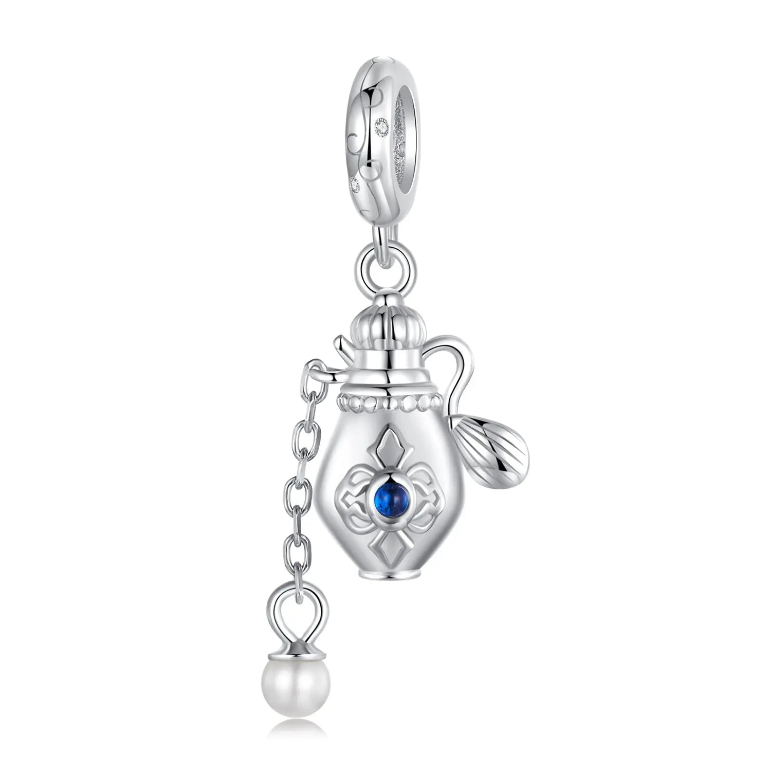 Vintage Perfume Bottle Dangle Charm in Sterling Silver Kozy Lumiere