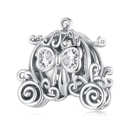 Pumpkin Carriage Charm Bead in Sterling Silver Kozy Lumiere