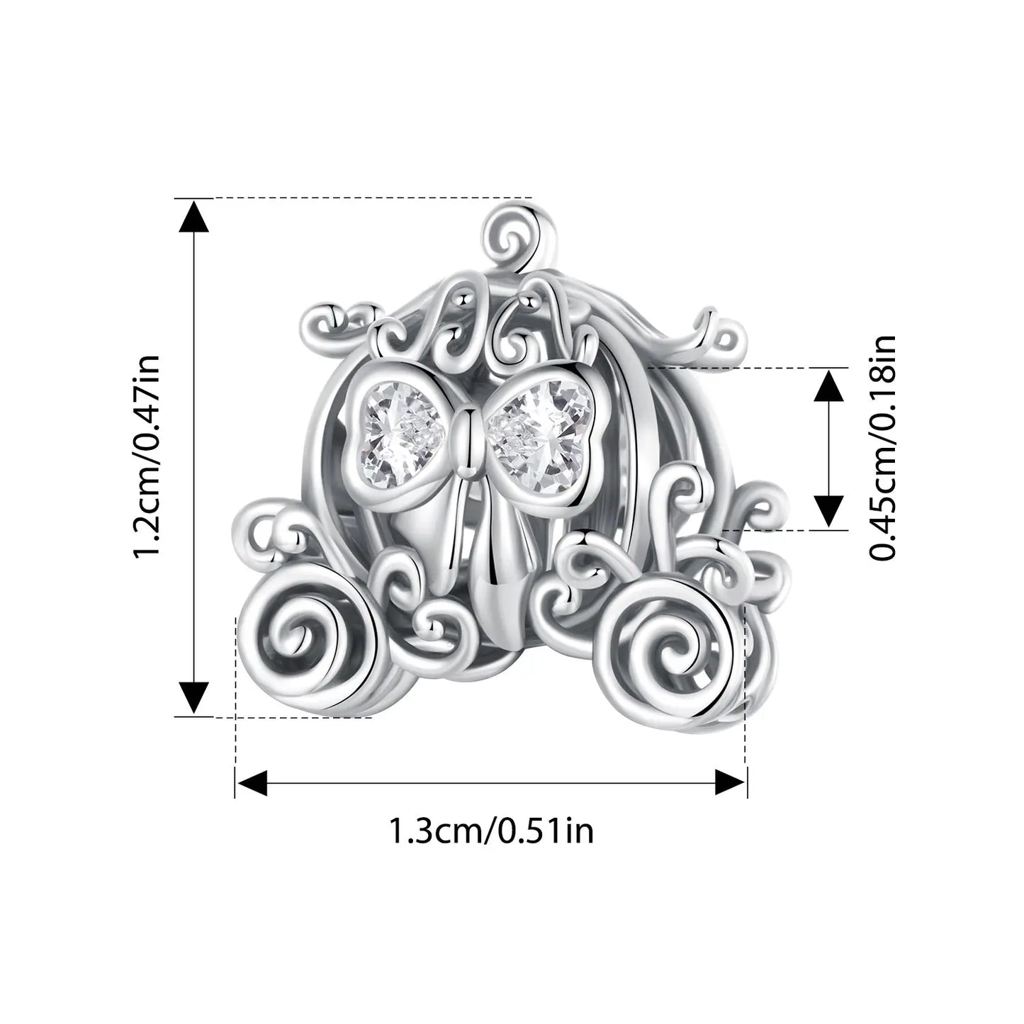 Pumpkin Carriage Charm Bead in Sterling Silver Kozy Lumiere
