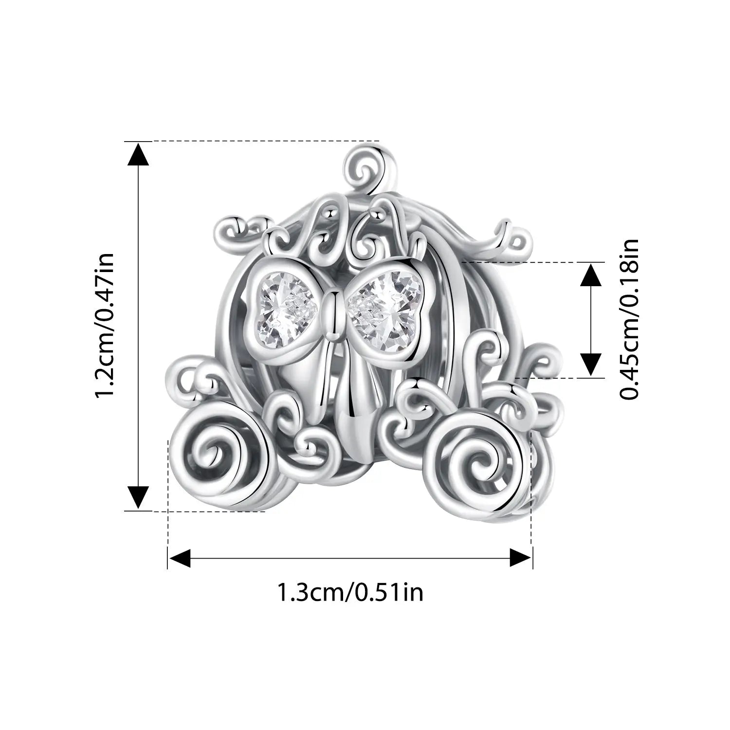 Pumpkin Carriage Charm Bead in Sterling Silver Kozy Lumiere
