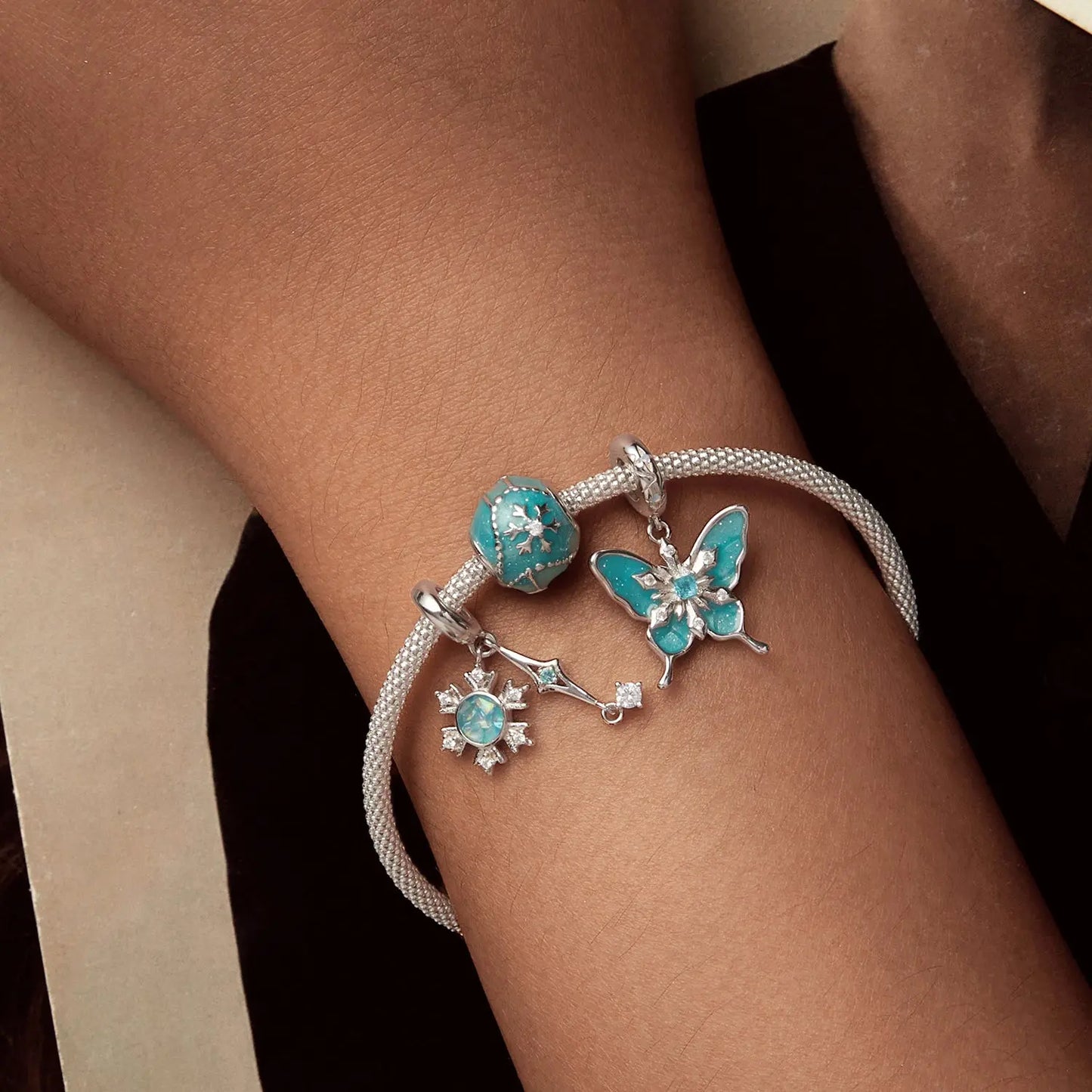 Blue Butterfly Dangle Charm in Sterling Silver Kozy Lumiere