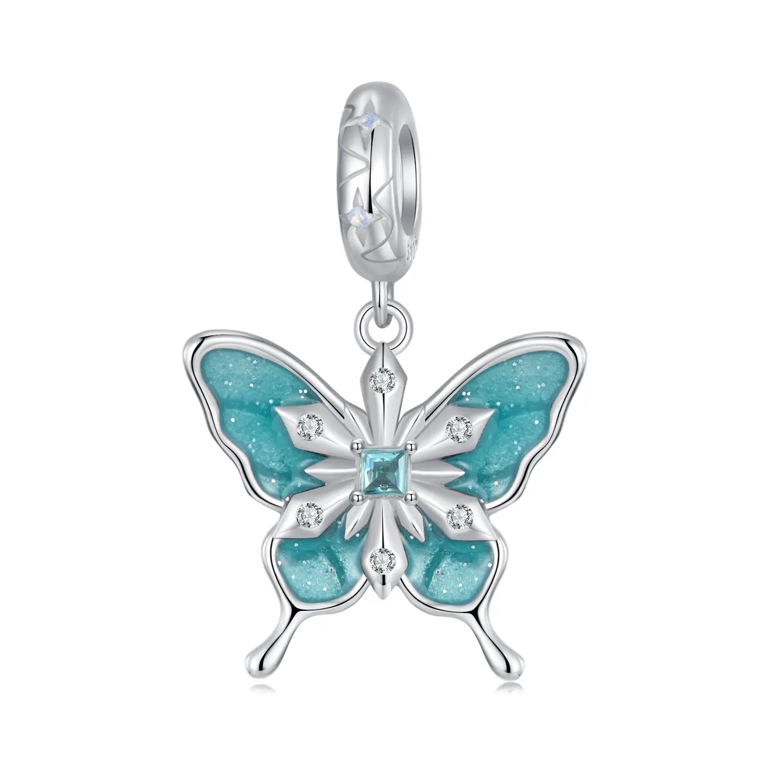 Blue Butterfly Dangle Charm in Sterling Silver Kozy Lumiere
