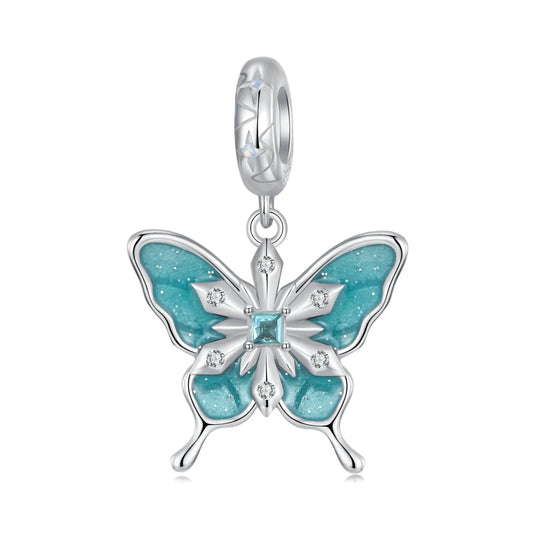 Blue Butterfly Dangle Charm in Sterling Silver Kozy Lumiere