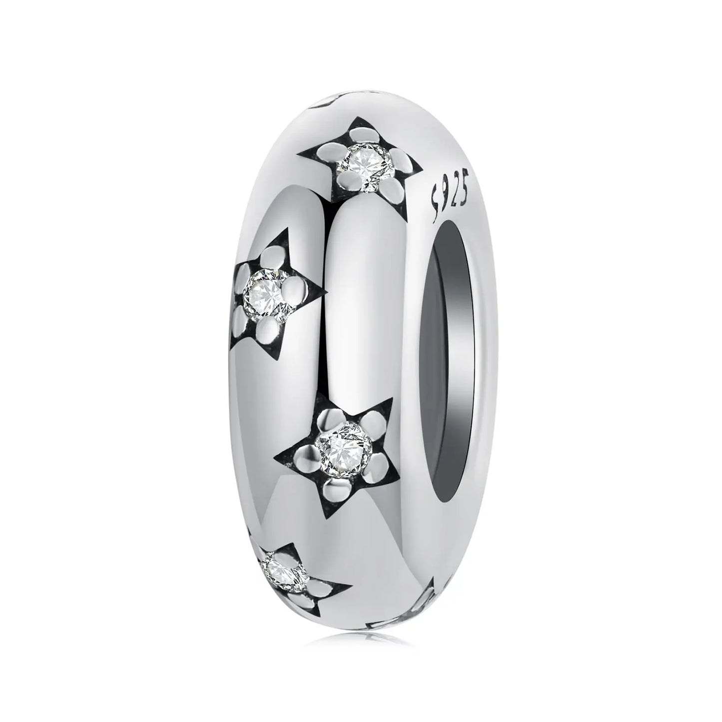 Sterling Silver Diamond Stars Spacer Charm Kozy Lumiere