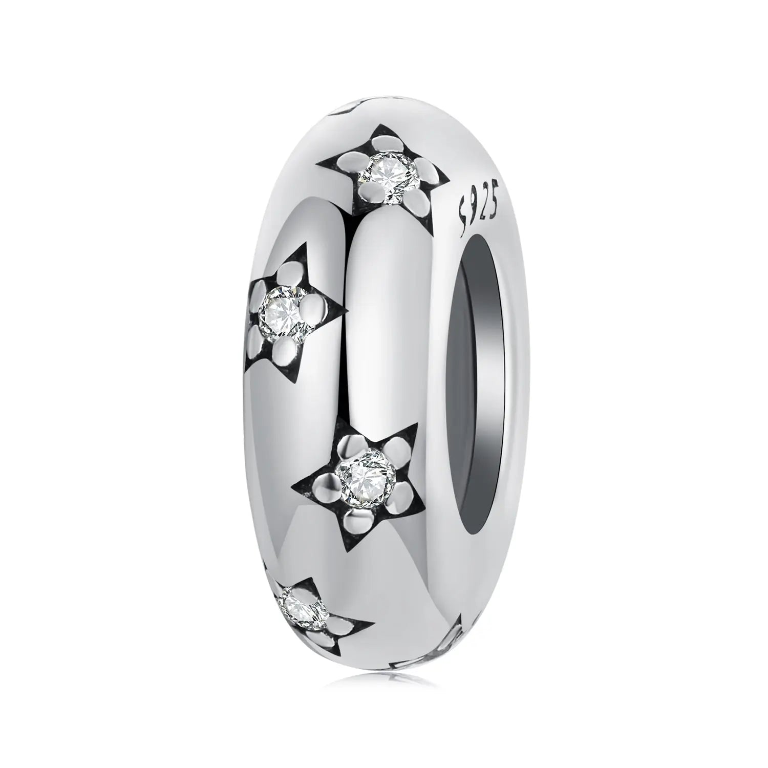 Sterling Silver Diamond Stars Spacer Charm Kozy Lumiere