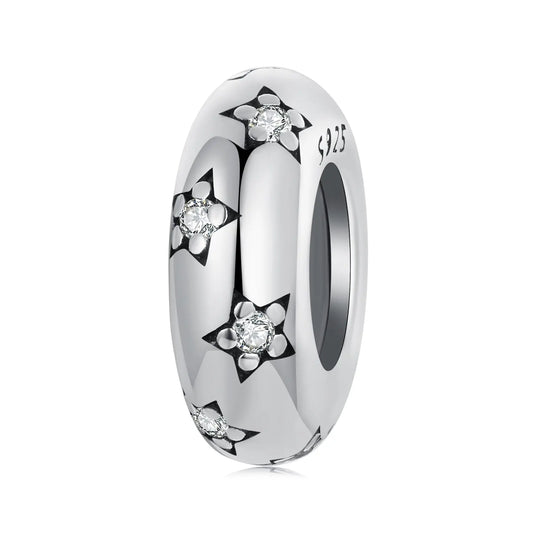 Sterling Silver Diamond Stars Spacer Charm Kozy Lumiere