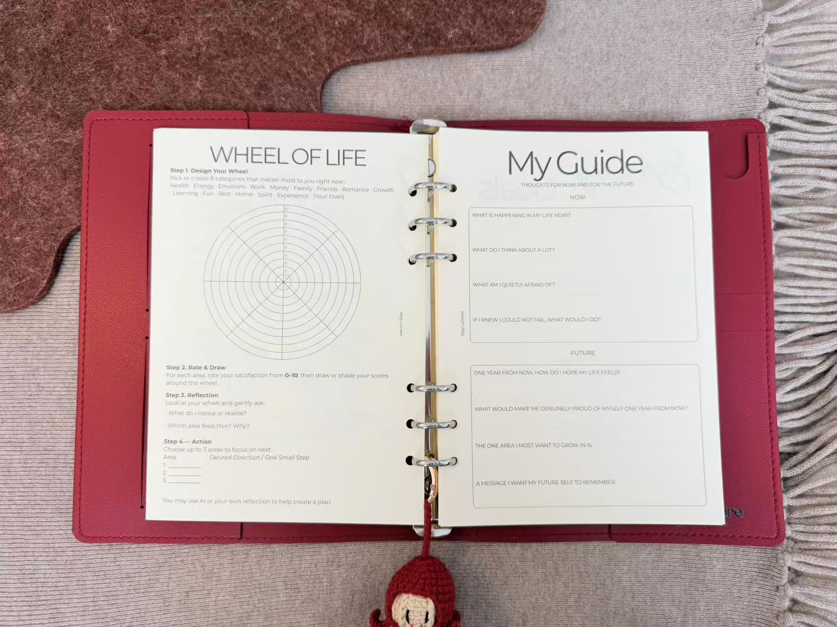 Red A5 Mindful Living Planner Kit with awareness journal pages for mindfulness planning and daily notes - image 2