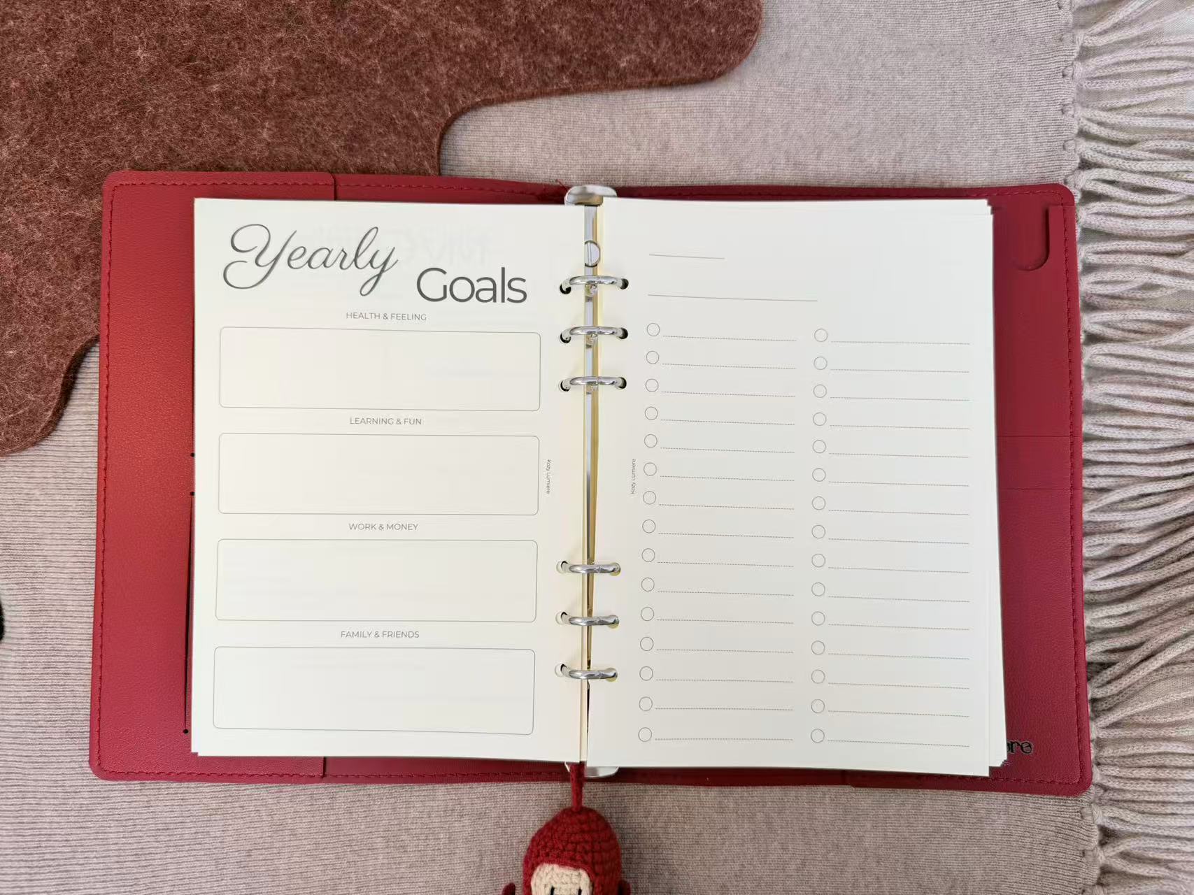 Red A5 Mindful Living Planner Kit with awareness journal pages for mindfulness planning and daily notes - image 6
