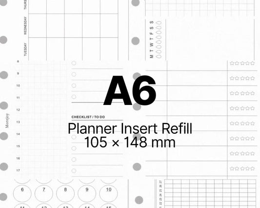 A6 planner inserts with 120gsm daily weekly monthly timeline and blank refill pages - image 1
