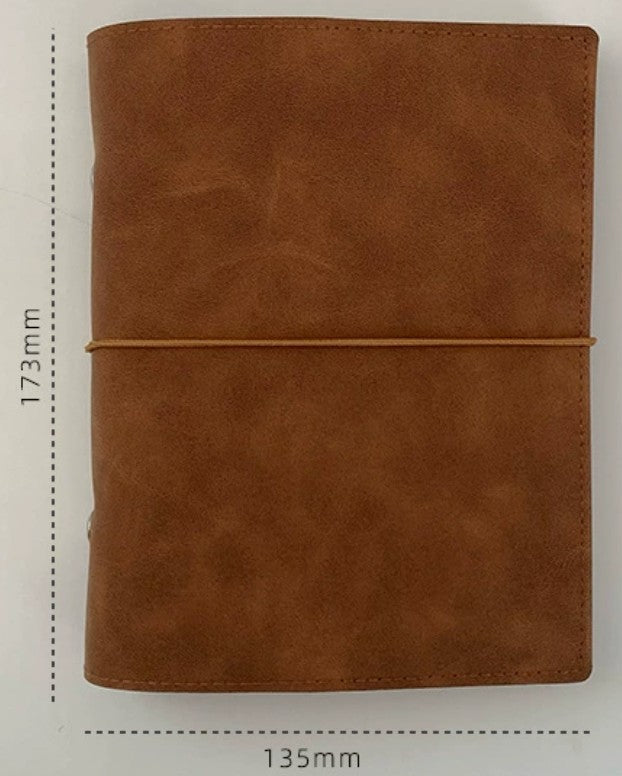 PU Leather Ring Binder | M5/A6/A7/Personal | Vintage Blank Journal for Travel (Faux Leather, Not Real Sheepskin)