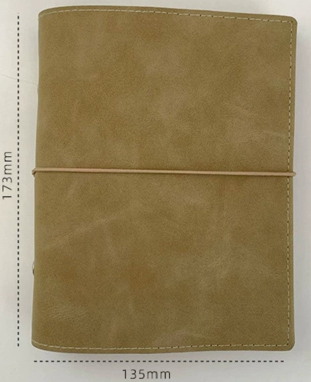 PU Leather Ring Binder | M5/A6/A7/Personal | Vintage Blank Journal for Travel (Faux Leather, Not Real Sheepskin)