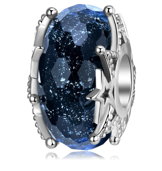 Sterling Silver Starry Sky Crystal Glass Charm Kozy Lumiere