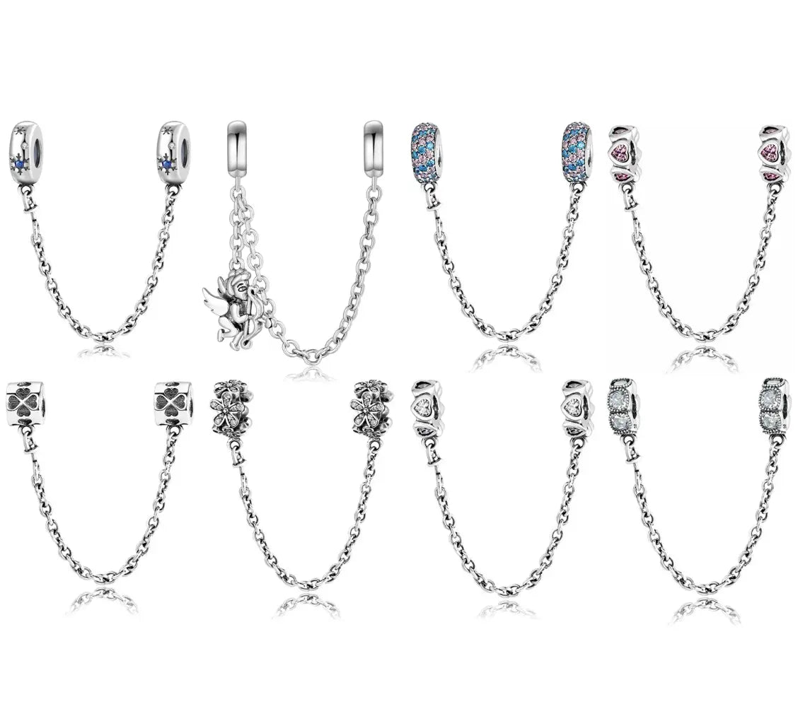 S925 Sterling Silver Safety Chain Charm, DIY Charm, Charm for Bracelet Kozy Lumiere