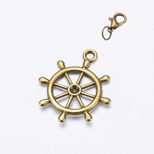 Bronze traveler's notebook charm with lobster clasp for journal planner bag and stationery decoration - image 3
