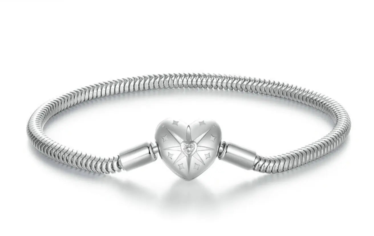 Heart Clasp Snake Chain Bracelet Kozy Lumiere